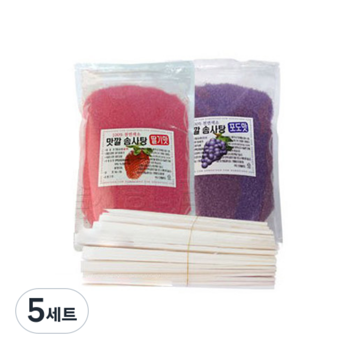 맛깔 솜사탕 재료세트 C형 슈가 2종 x 1kg + 나무스틱 200p, 2kg, 5세트