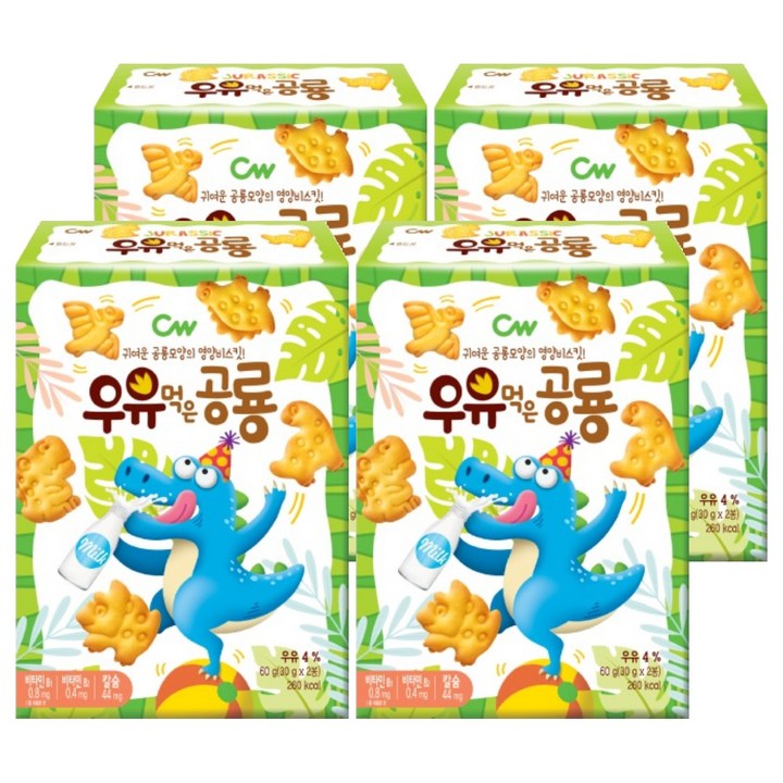 청우식품 우유먹은 공룡, 60g, 4개