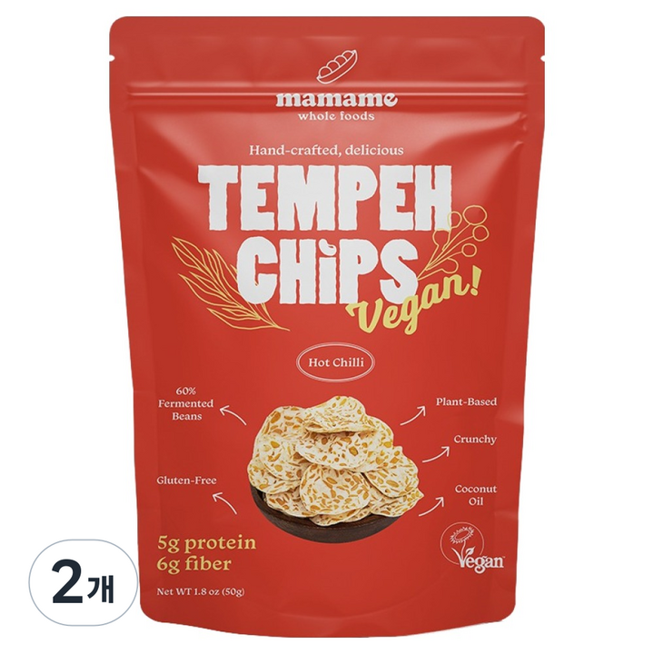 마마메 템페 칩스 핫칠리, 2개, 50g