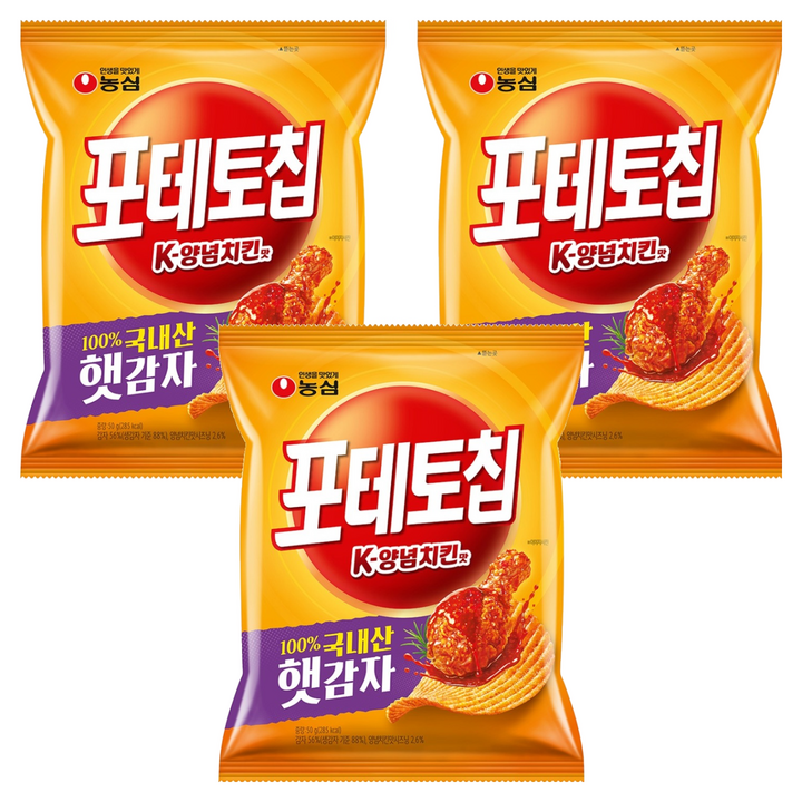 포테토칩 K 양념치킨맛, 3개, 50g