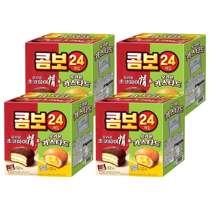 오리온 초코파이 정 39g x 12p + 카스타드 23g x 12p, 744g, 4세트