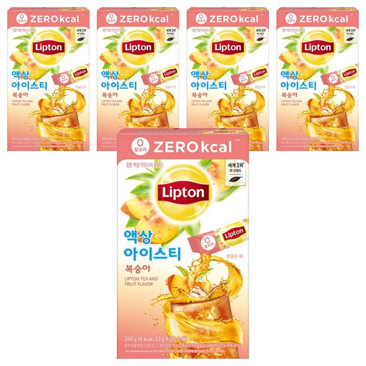 립톤 액상 아이스티 복숭아 제로 칼로리, 13g, 20개입, 5개