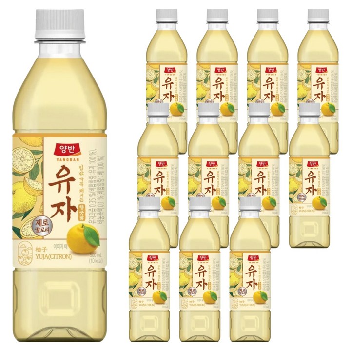 양반 유자 제로, 12개, 500ml