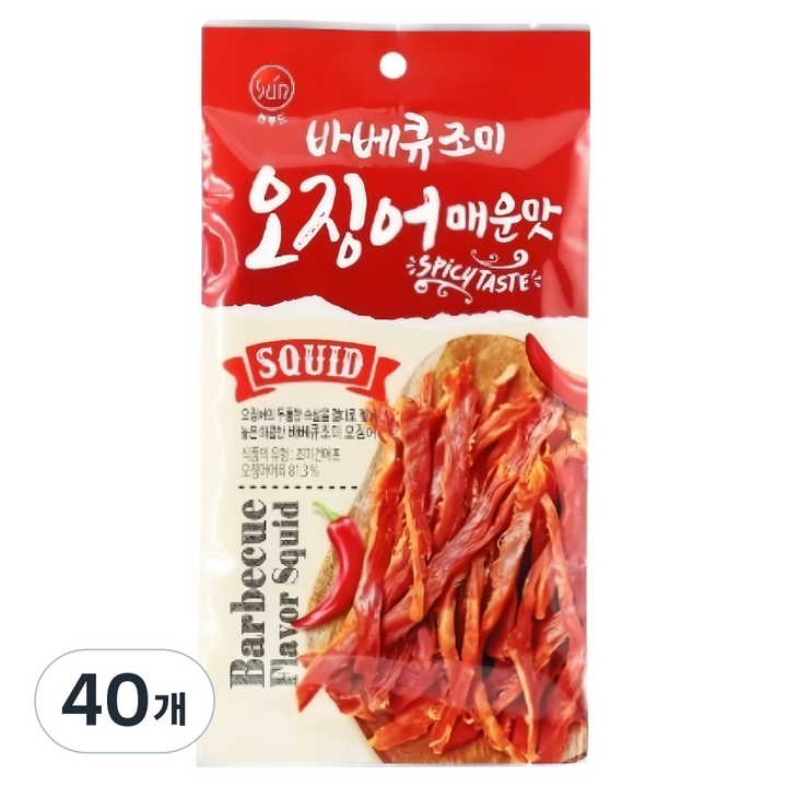 썬푸드 바베큐 조미오징어 매운맛, 30g, 40개