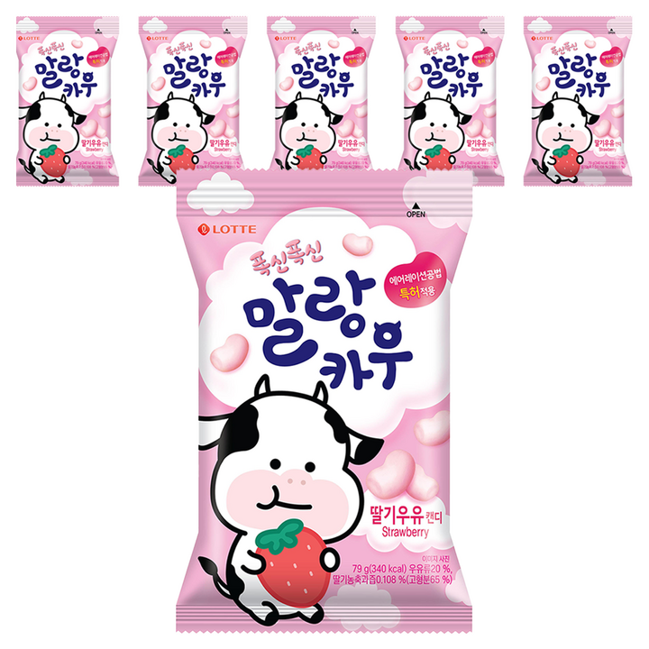 롯데웰푸드 말랑카우 스트로베리, 79g, 6개