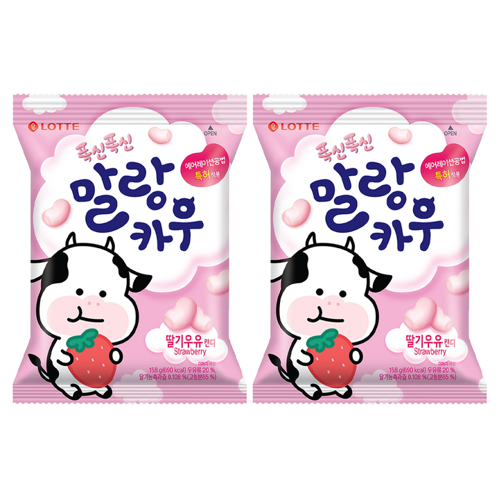 롯데웰푸드 말랑카우 스트로베리, 158g, 2개