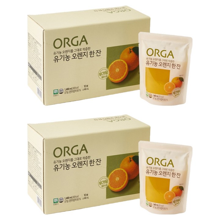 올가홀푸드 유기농 오렌지 한잔, 140ml, 20개