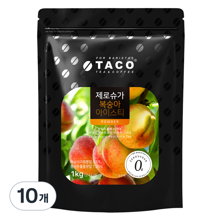 타코 제로슈가 복숭아 아이스티, 1kg, 1개입, 10개