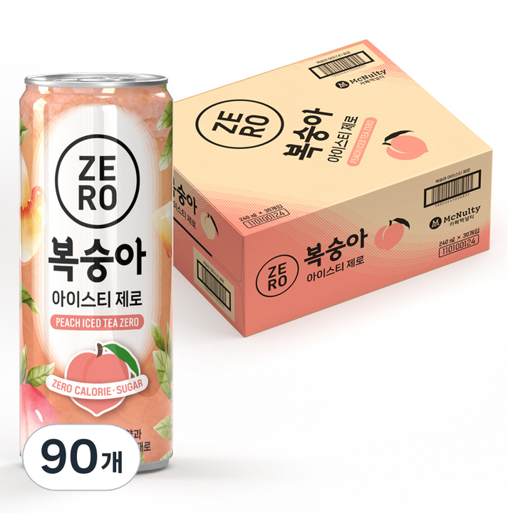 맥널티커피 복숭아 아이스티 제로, 240ml, 90개