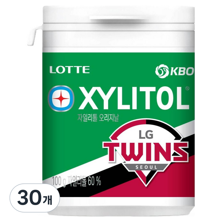 롯데자일리톨 KBO 오리지날 껌 LG 트윈스, 100g, 30개