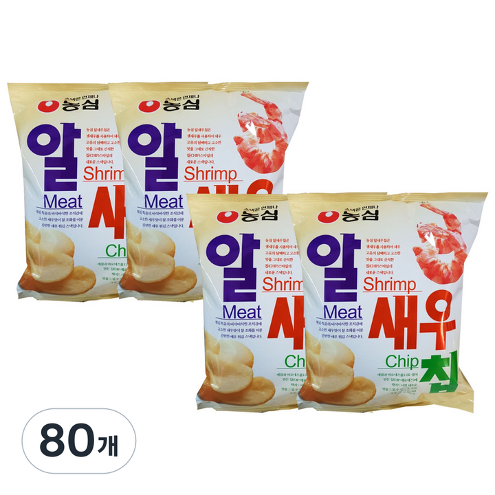 농심 알새우칩, 130g, 80개