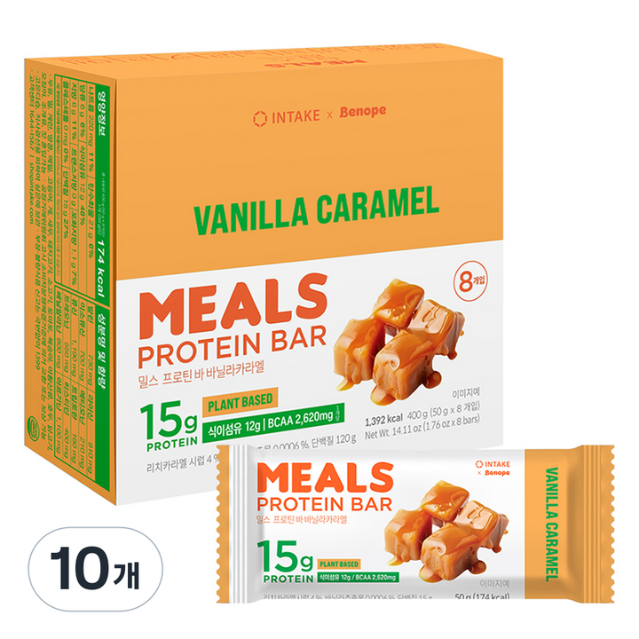 인테이크 밀스 프로틴 바 바닐라카라멜, 400g, 10개