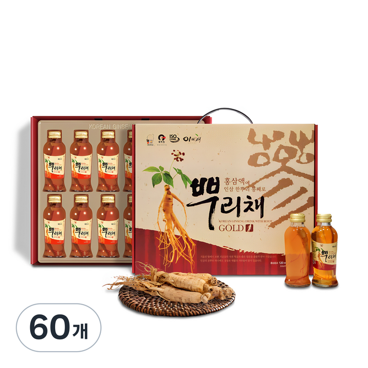 이비채 홍삼액에 인삼이 뿌리채 건강음료, 120ml, 60개