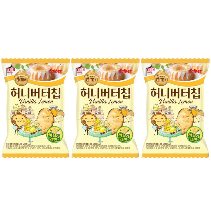 허니버터칩 바닐라레몬, 60g, 3개