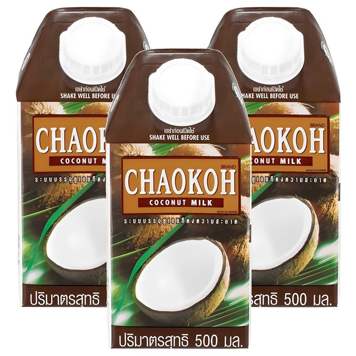차오코 코코넛 밀크, 500ml, 3개