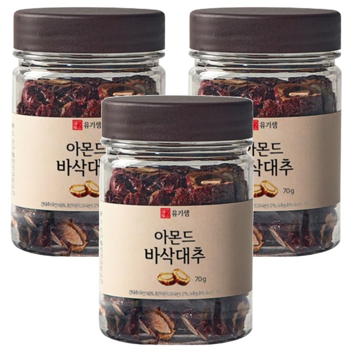 유기샘 아몬드 바삭대추, 70g, 3개