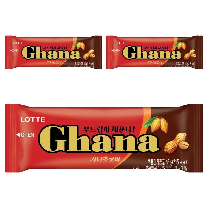 가나초코바 땅콩, 45g, 3개