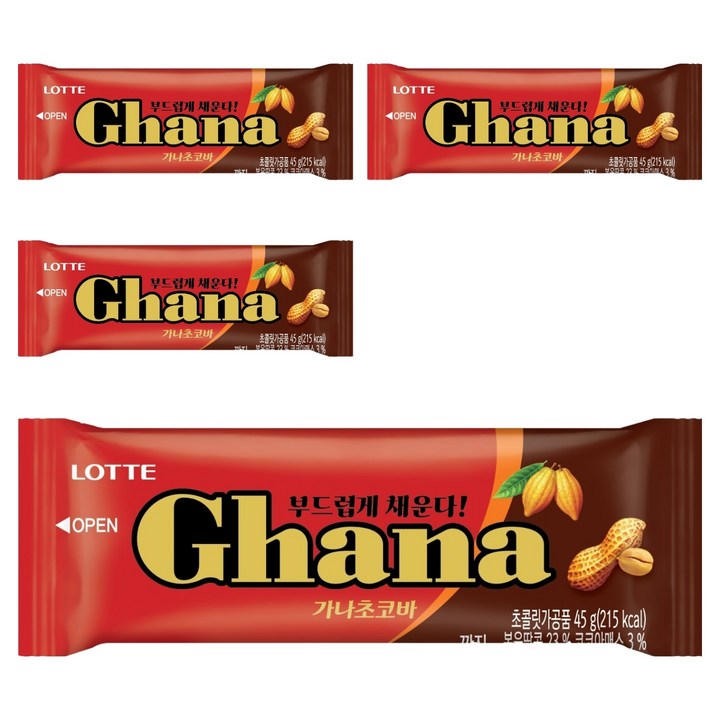 가나초코바 땅콩, 45g, 4개