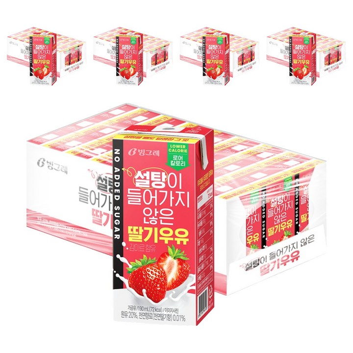 빙그레 설탕이 들어가지 않은 딸기우유, 190ml, 120개