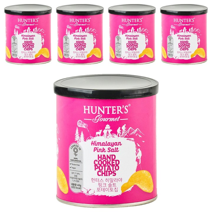 헌터스고메 히말라야 핑크 솔트 포테이토칩, 40g, 5개