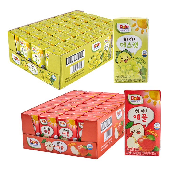 돌 하이 애플 120ml x 32p + 하이 머스캣 주스 120ml x 32p, 1세트