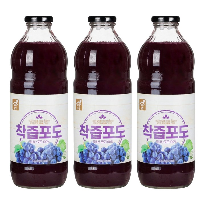 맑은농장 착즙 포도, 1L, 3개