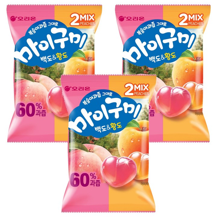 마이구미 복숭아과즙 그대로 백도황도, 3개, 66g