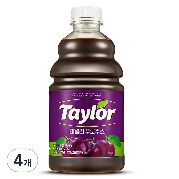 테일러 푸룬 주스, 946ml, 4개