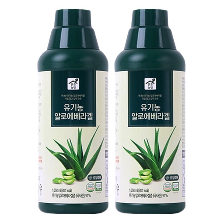 맑은농장 유기농 알로에베라 겔, 1.05L, 2개