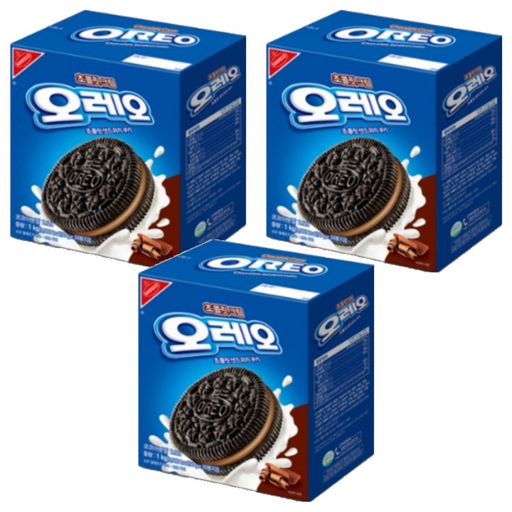 오레오 초콜릿 크림 샌드위치 쿠키, 1kg, 3개