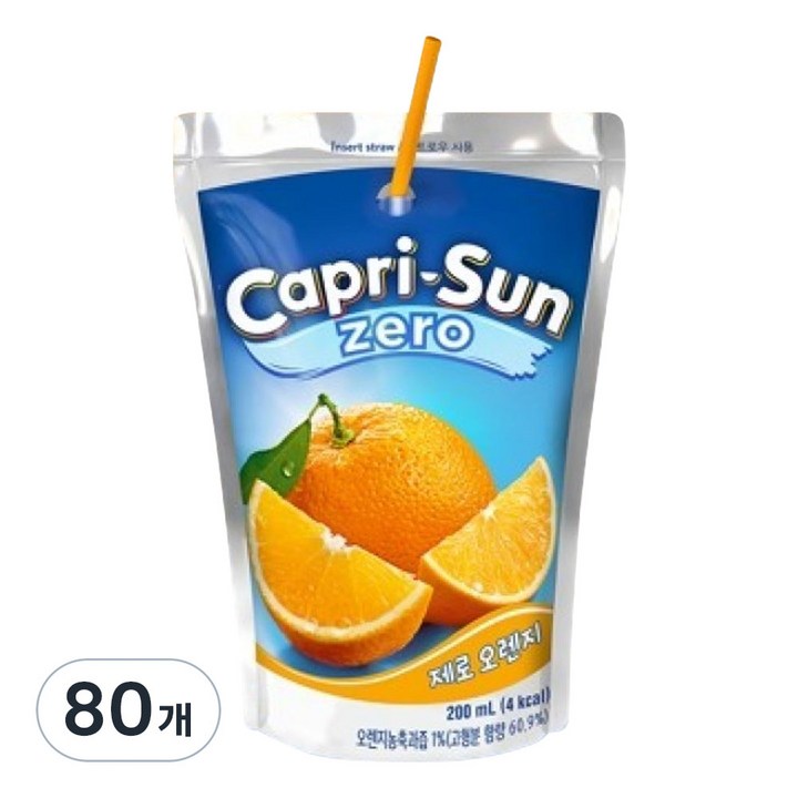 카프리썬 제로 오렌지 음료, 80개, 200ml