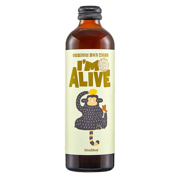 아임얼라이브 콤부차 유리병 진저레몬, 315ml, 1개