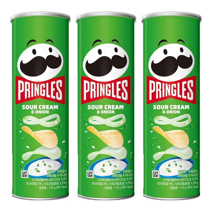 프링글스 사워크림 앤 어니언, 110g, 3개