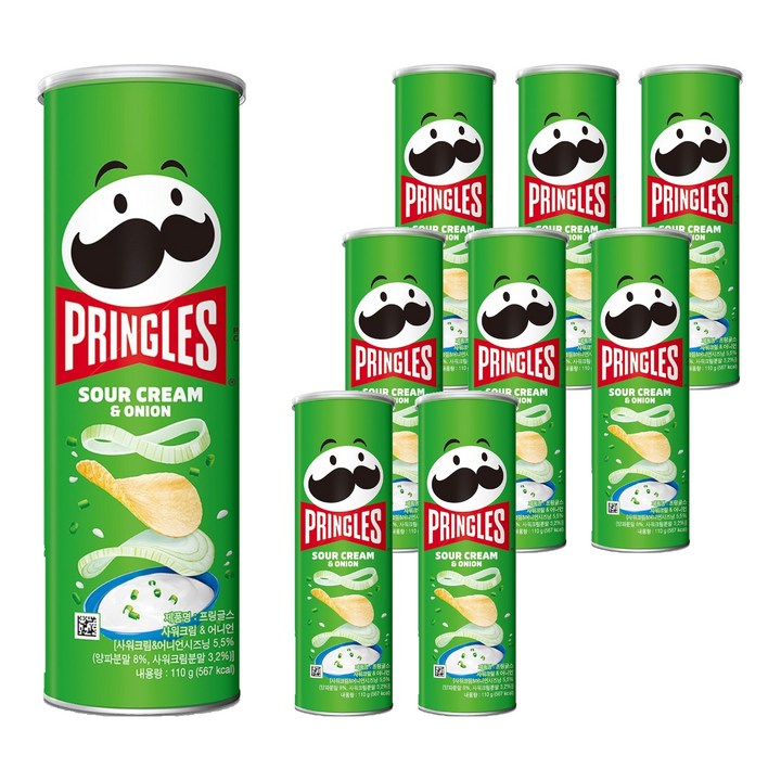 프링글스 사워크림 앤 어니언, 110g, 9개