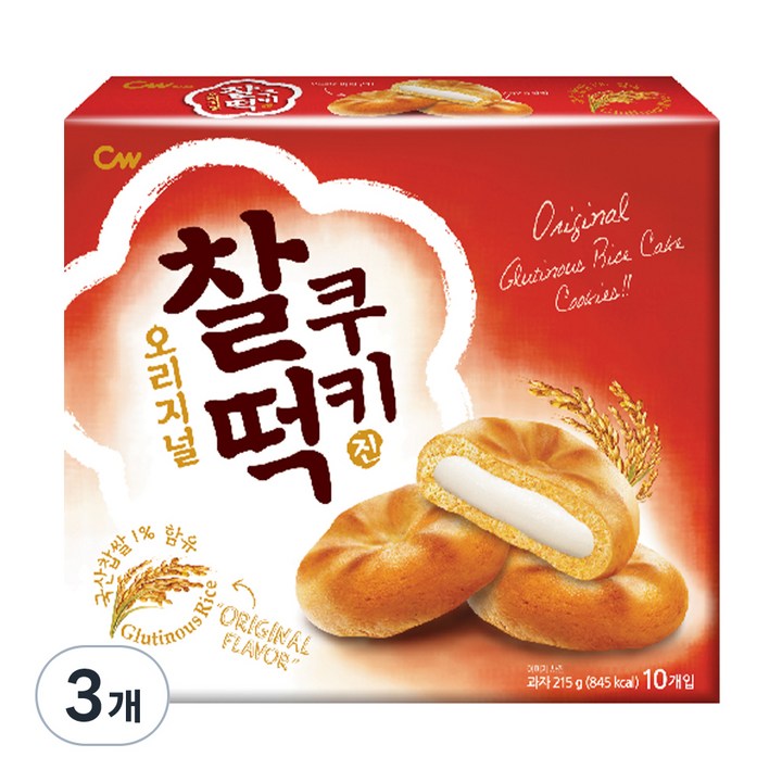 청우식품 찰떡쿠키 오리지날 10P, 215g, 3개