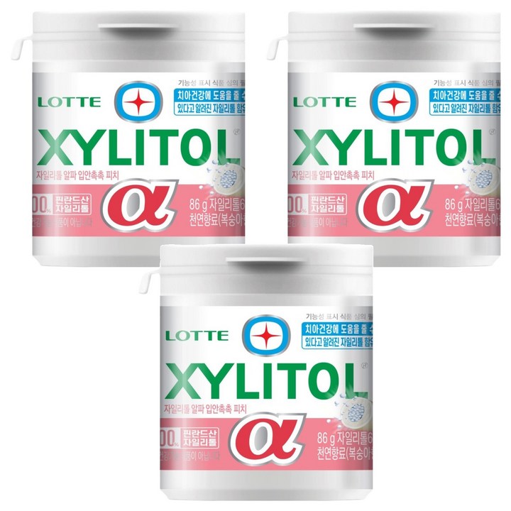 롯데자일리톨 알파 입안촉촉 피치, 86g, 3개