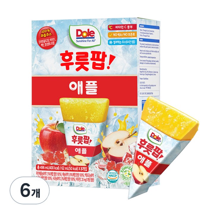 돌 후룻팝 애플 8p, 6개, 62ml