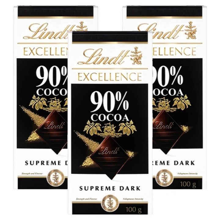 린트 엑설런스 다크 90% 초콜릿, 100g, 3개