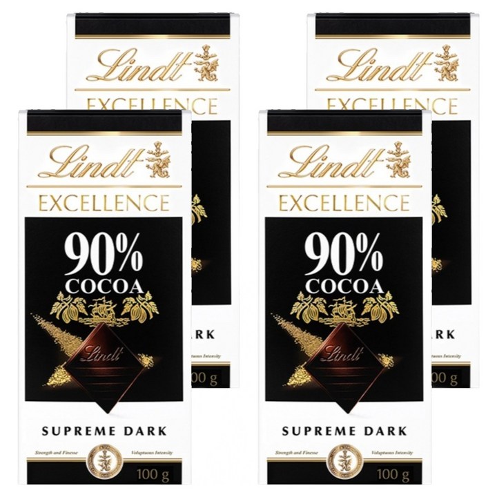 린트 엑설런스 다크 90% 초콜릿, 100g, 4개