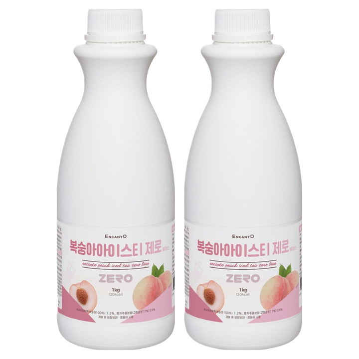 엔칸토 복숭아 아이스티 제로 음료 베이스, 1kg, 2개