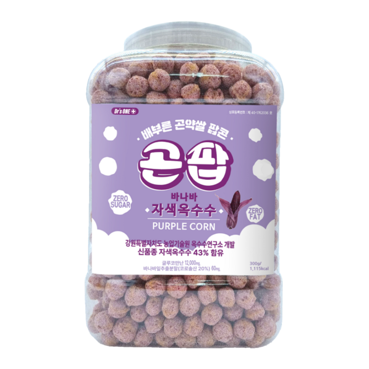 곤팝 닥터스원 배부른 곤약쌀 팝콘 바나바 자색옥수수, 300g, 1개