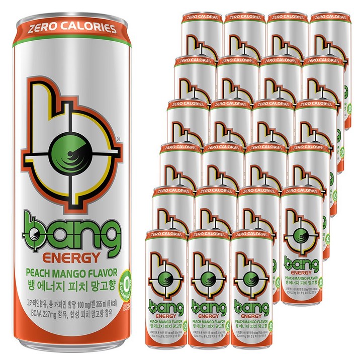 bang 에너지 피치 망고 에너지음료, 24개, 355ml