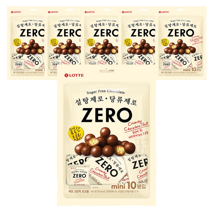 롯데제로 크런치 초코볼 10p, 140g, 6개