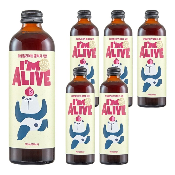아임얼라이브콤부차 유리병 석류, 1개입, 6개, 315ml