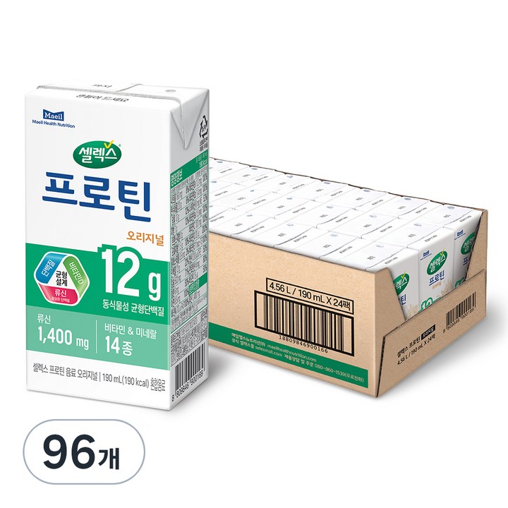 셀렉스 프로틴 오리지널, 190ml, 96개