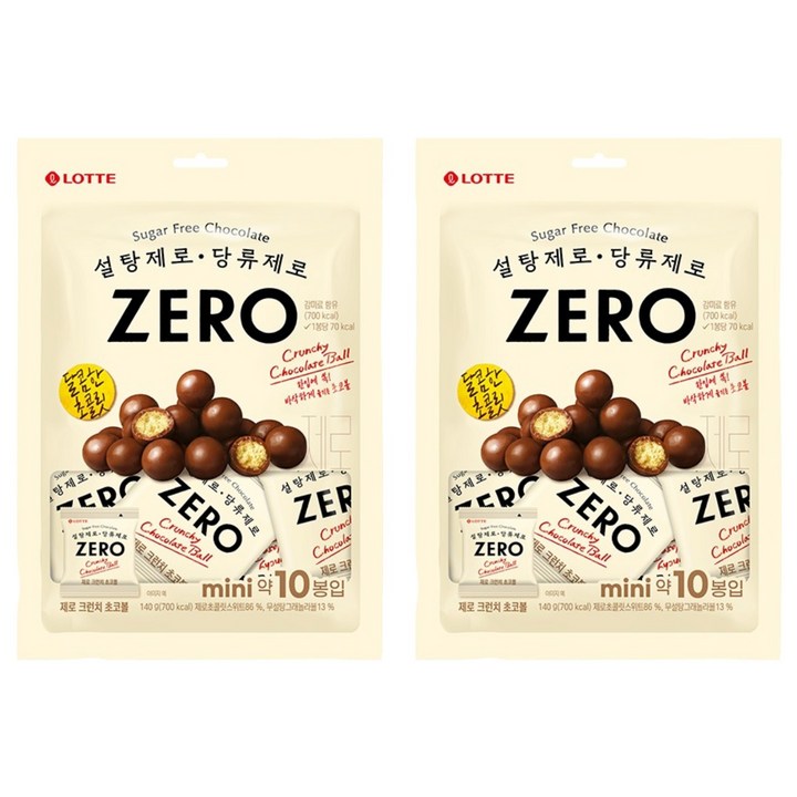롯데제로 크런치 초코볼, 140g, 2개