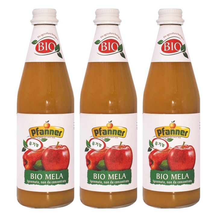파너 유기농 착즙 사과주스, 500ml, 3개