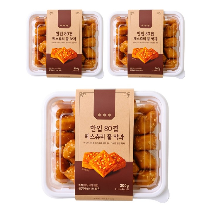 한입 80겹 페스츄리 꿀약과, 3개, 300g
