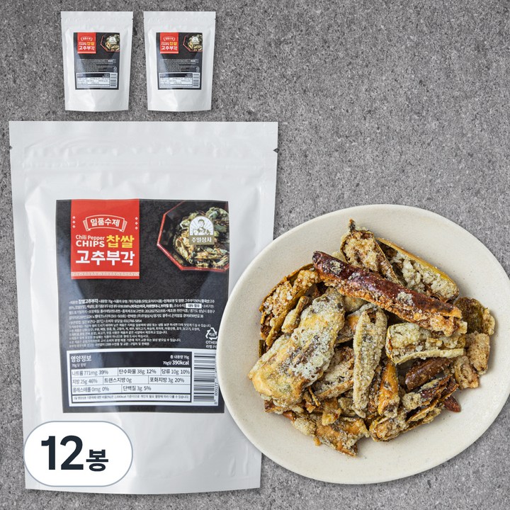 주일 일품수제 찹쌀 고추부각, 70g, 12봉