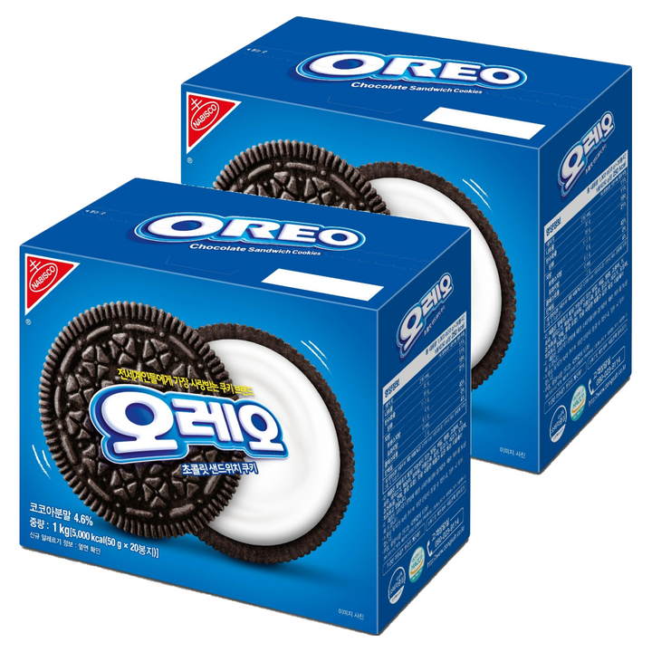 오레오 화이트 크림 초콜릿 샌드위치 쿠키, 1kg, 2개